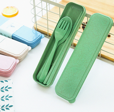 旅行户外便携小麦秸秆学生筷叉刀三件套六B38-3-2